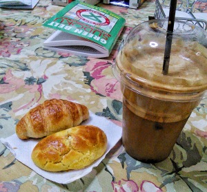 My breakfast every morning this summer: mini chocolate croissant with a mini tiropita and a large Greek frappe. Having a bakery and cafe right across the street definitely had its perks.